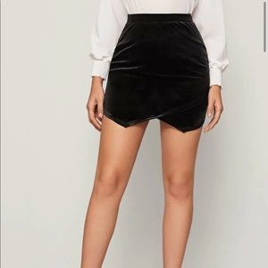 Black velvet miniskirt